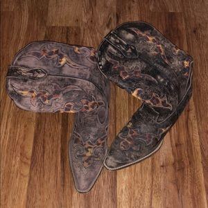Brown leather boots